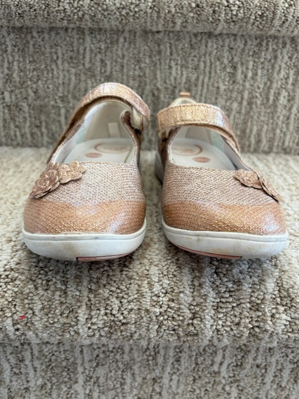 Stride Rite Holly Mary Jane flats in rose gold. Size 2XW. (2 extra wide).